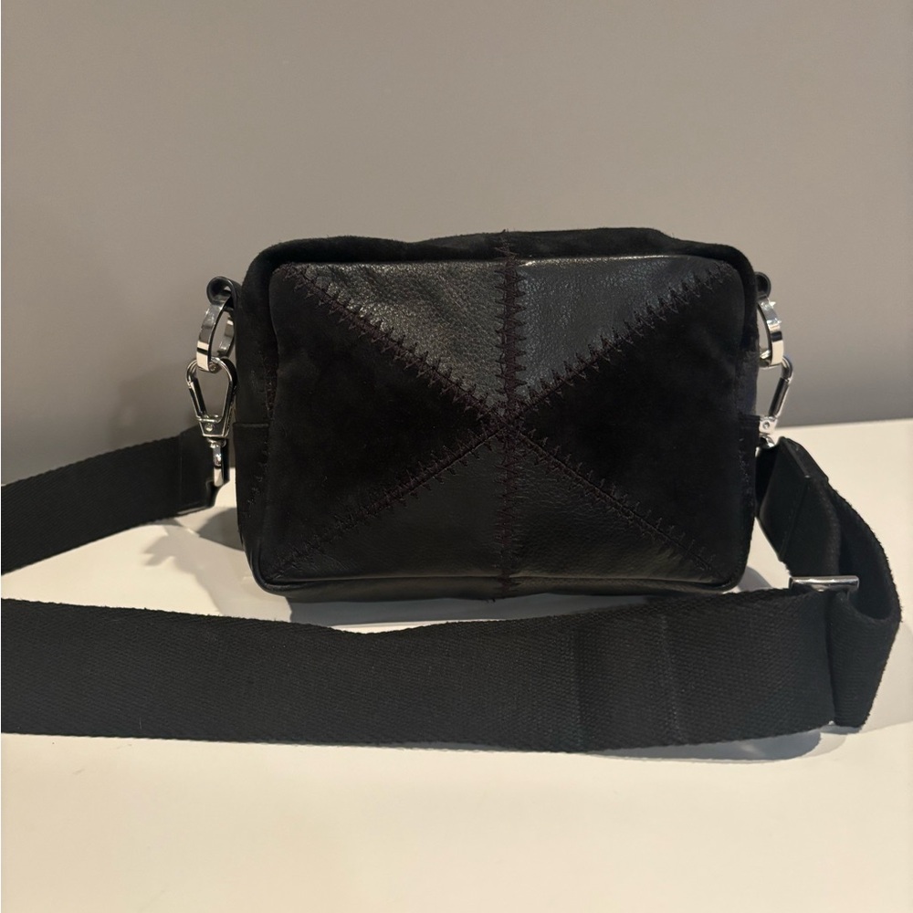 Whistles Black Quilted Patchwork Crossbody Bag - Picture 11 of 13